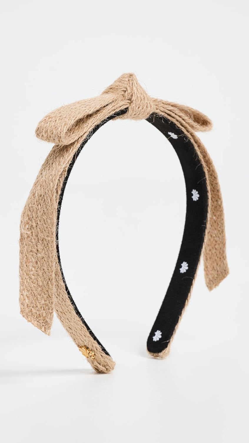 Lele Sadoughi Women's Raffia Bardot Ribbon Slim Headband, Raffia, Tan, One Size