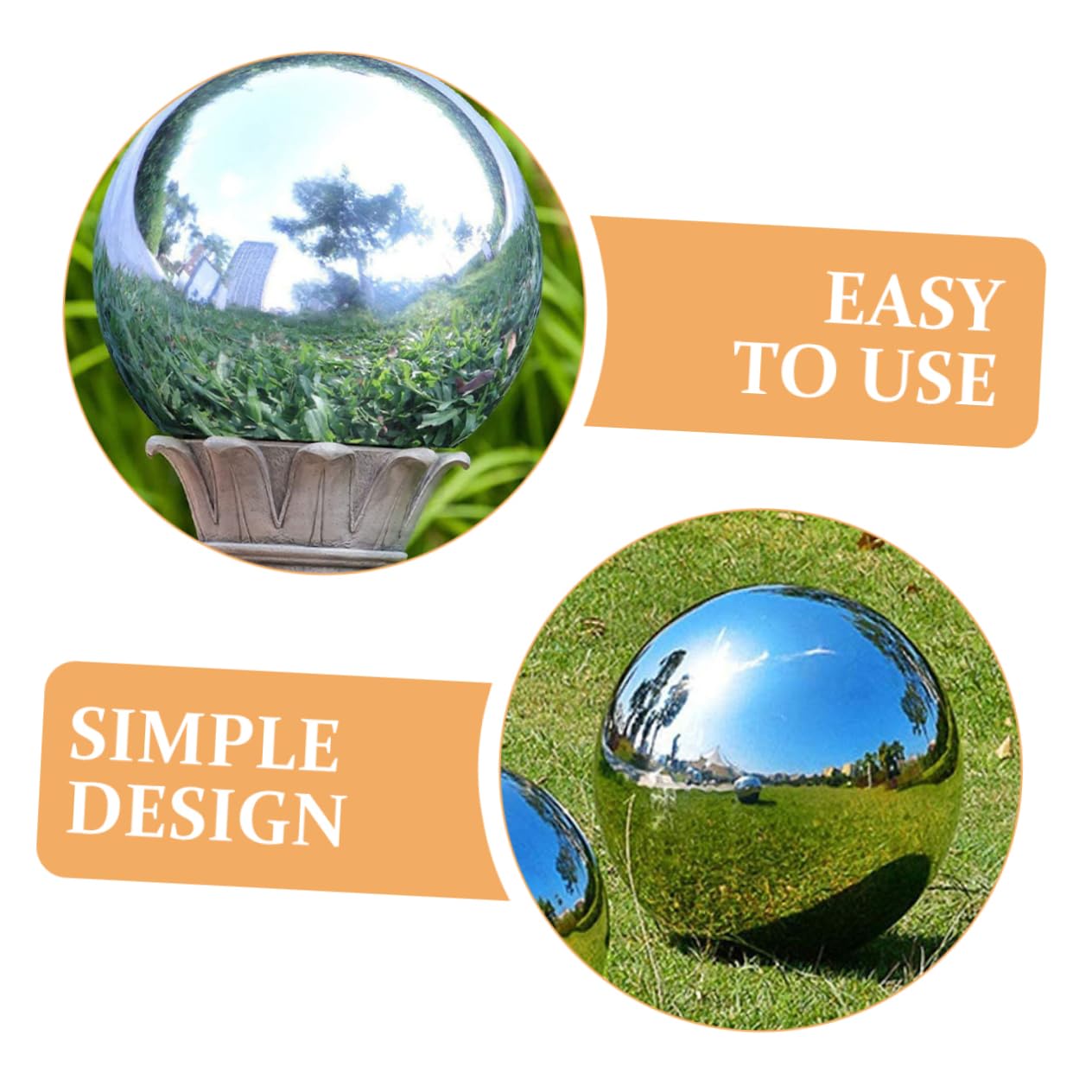 Sosoport Gazing Ball Decorative Globe Reflective Ball for Gardens Patios Yards Shatterproof Light Weight Garden Art