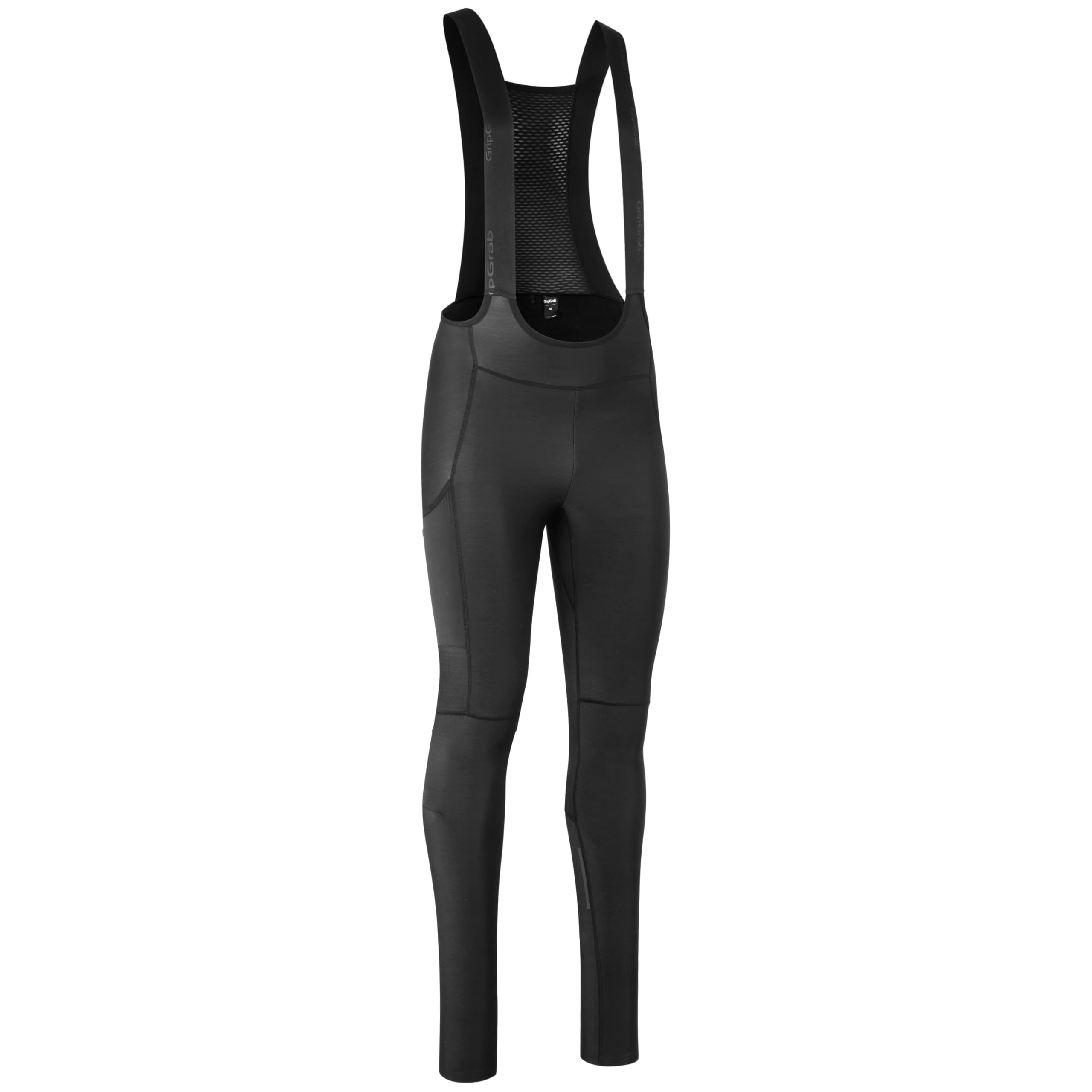 GripGrab PACR Thermal Winter Cycling Bib Tights Mens No Pad Unpadded Long MTB Gravel Bike Road Biking Pants with Leg Pocket Black