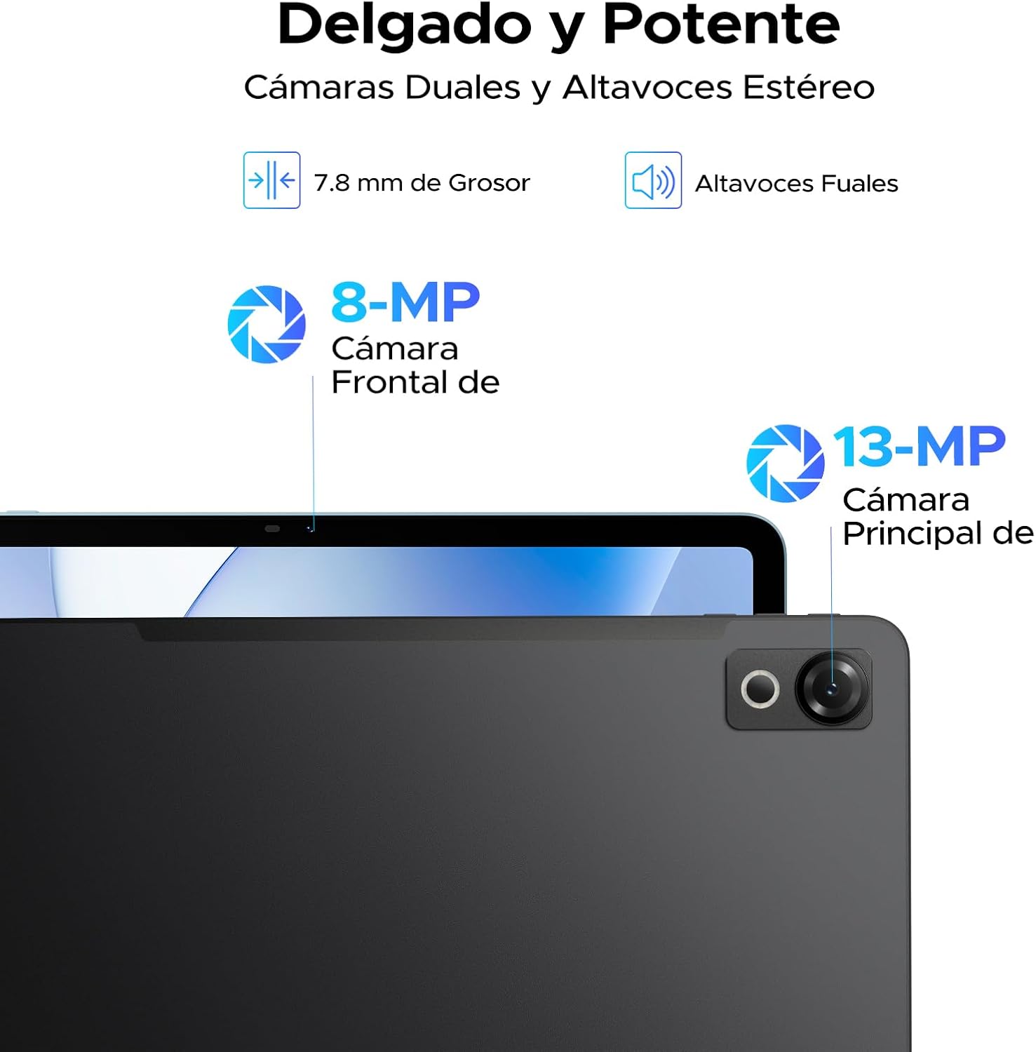 P12 Tablet Android 16, Tablet 12 pulgadas, 48GB RAM+128GB ROM/2 TB TF, IPS 2,4K, Pantalla 120 Hz, 10000mAh/18W, WiFi 5G, T7280 Octa-core, 8MP+13MP, Gemini AI, Tableta con Teclado, Face ID, GPS, Negro 8