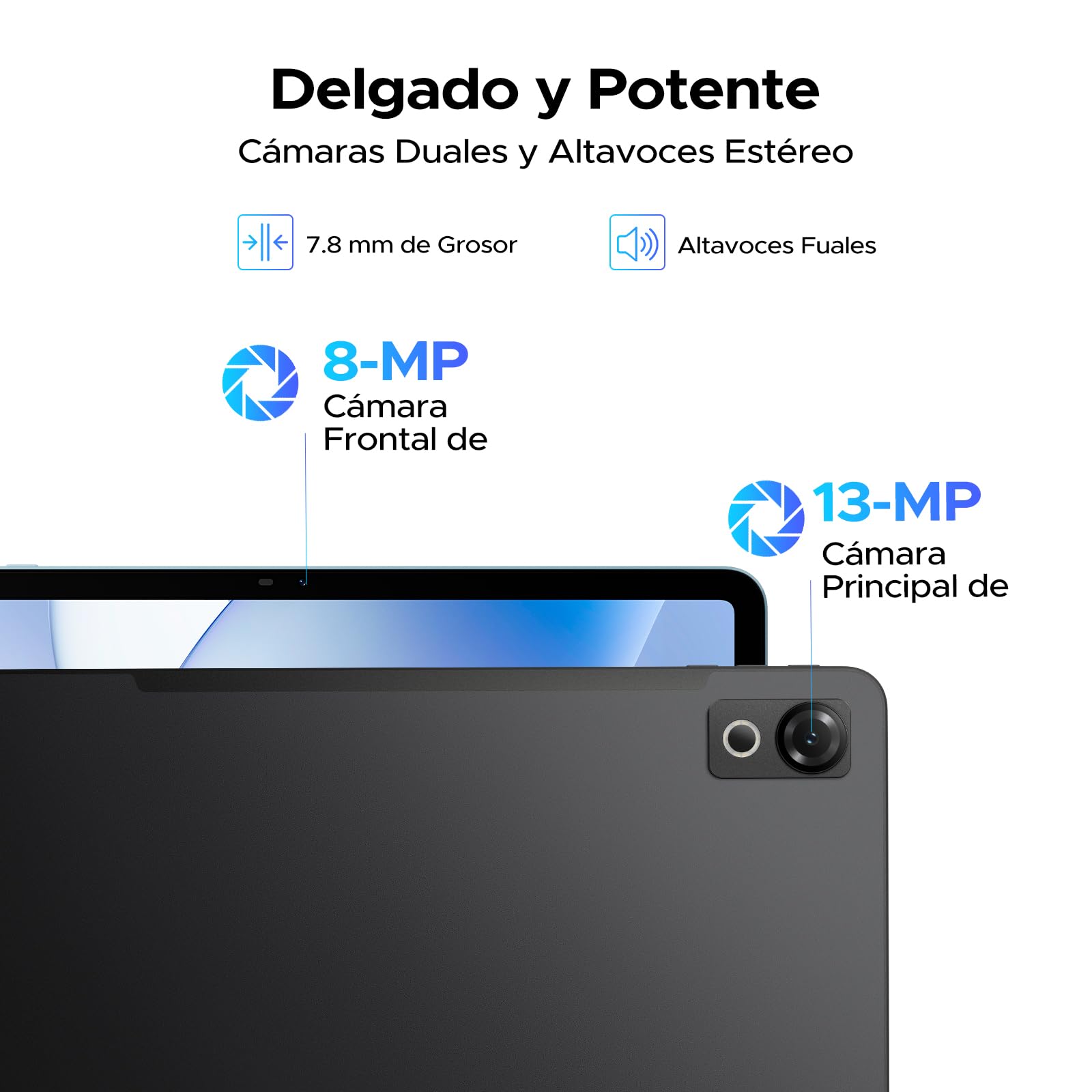 P12 Tablet Android 16, Tablet 12 pulgadas, 48GB RAM+128GB ROM/2 TB TF, IPS 2,4K, Pantalla 120 Hz, 10000mAh/18W, T7280 Octa-core, 8MP+13MP, WiFi 5G, Gemini AI, Face ID, GPS, Tableta con Teclado, Negro