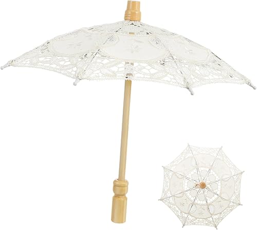 STOBOK 1 sombrilla de encaje vintage, color beige, para boda, novia, fotografía, para fiesta de té y ceremonia, 11 x 10 pulgadas
