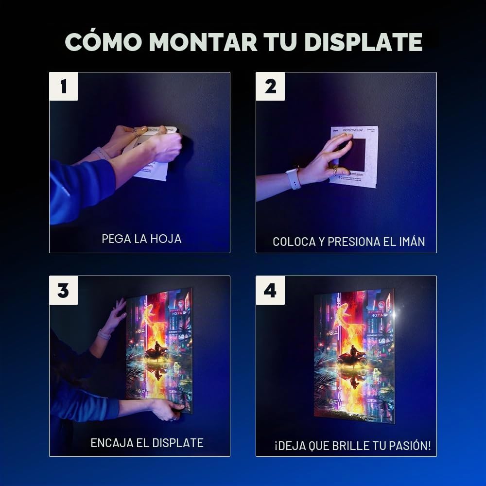 Displate Imanes para pared con parte trasera adhesiva, juego de 9 unidades, pegatinas magnéticas para pósteres de metal, kit de montaje en pared para instalación sin daños, arte magnético de pared