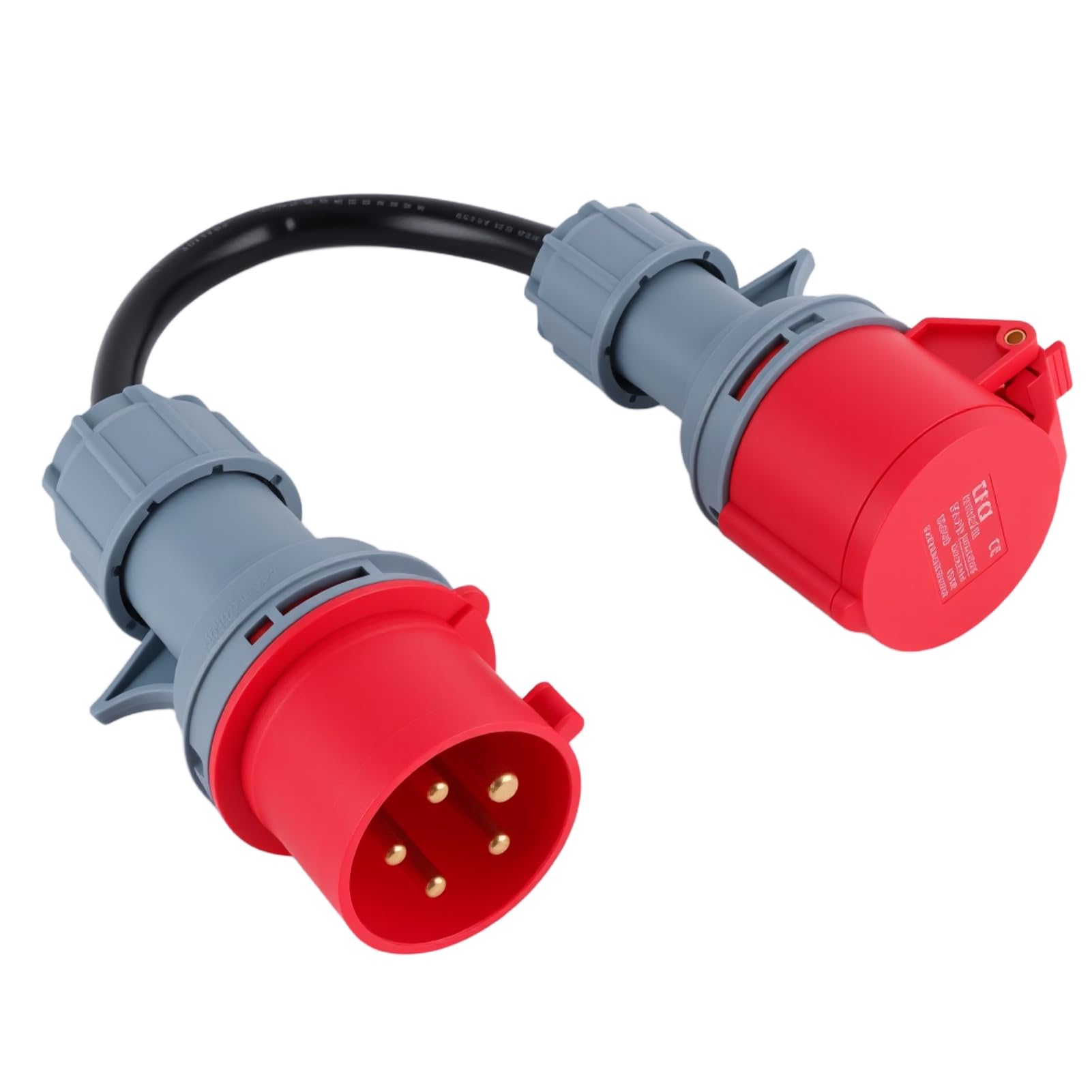 Adaptador de CEE Corriente Recta 32A en 16a, Cable de Corriente Fuerte 16a Inserto de Inserción, Material de Metal y Plástico, Duradero y Seguro, Impermeable IP44, Adecuado para