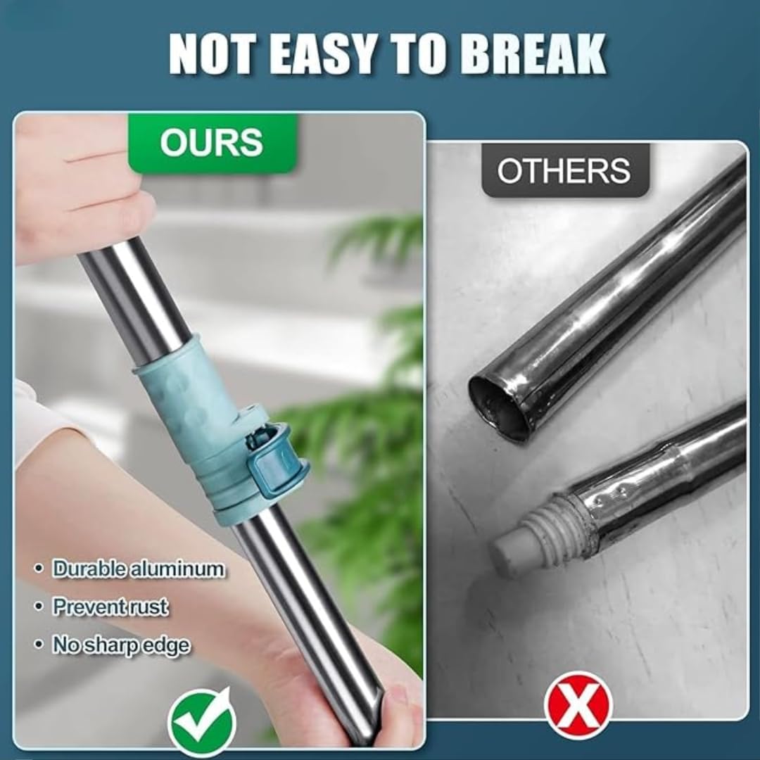 Feelon Wipers for Bathroom Floor, Heavy Duty Wiper Mop for Cleaning, 180° Rotating Squeegee Silicone Magic Broom with Extendable Handle, Multipurpose Wiper for Floor, Tiles, Marble and Kitchen 2