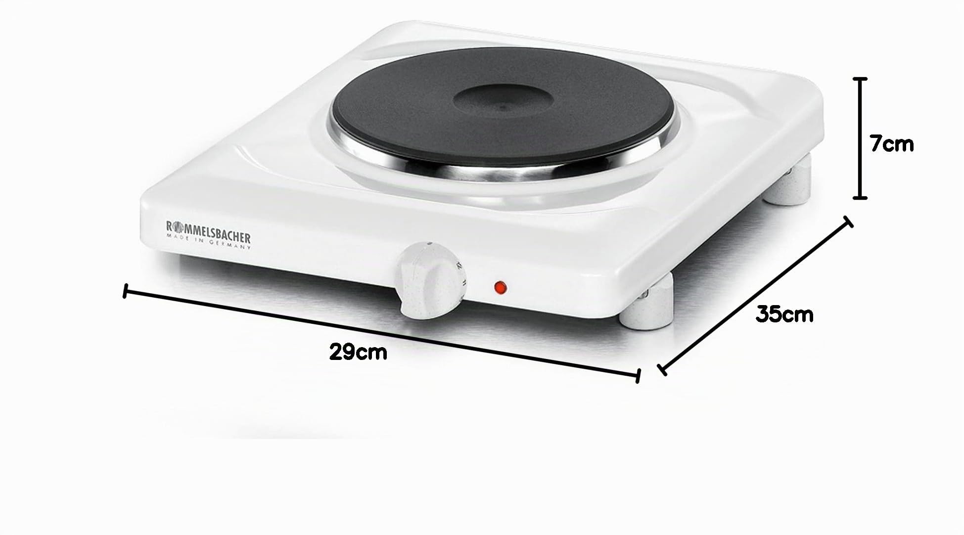 Rommelsbacher THL 1597 hobs - Placa (Mesa, Color blanco, 1500W, 1m, 230V, 28.5 cm)