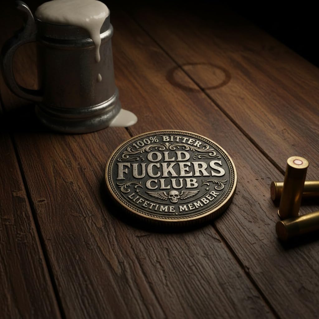 Old F*ckers Club – Lifetime Member Coin,Still Kicking Lifetime Member Token, No Rules No Filters Challenge Coin,Double-Sided Old F*ckers Club Commemorative Coins,Funny Gag Gift for Men & Women (5PCS)