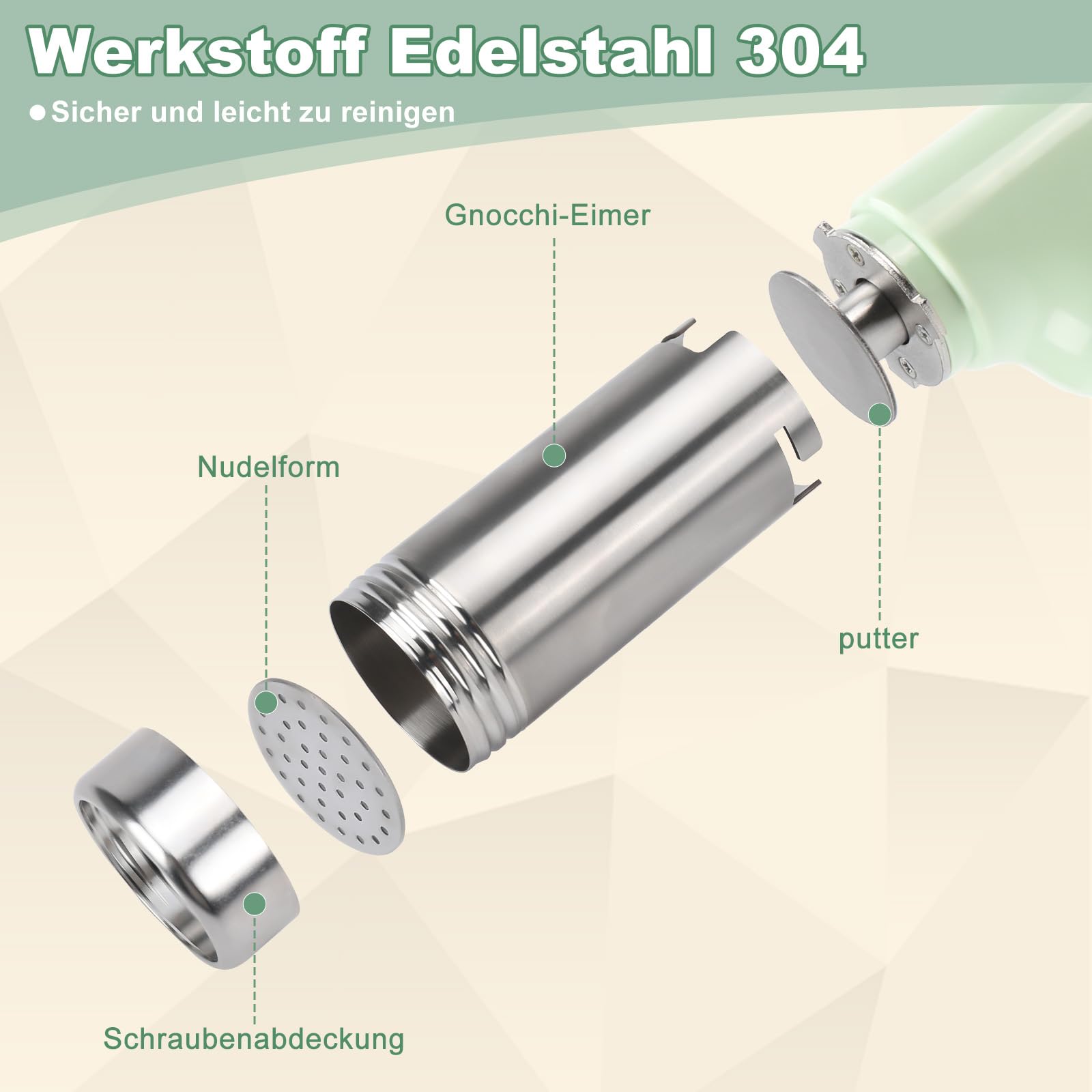 Elektrische Hand Nudelmaschine 2600mAh, Aufladbar Handheld Pasta Presse mit 5 Pressformen