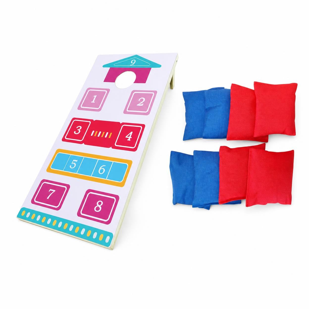 Cornhole Gioco Americano Set per Famiglie, Gioco All'aperto in Legno per Giardino e Campeggio