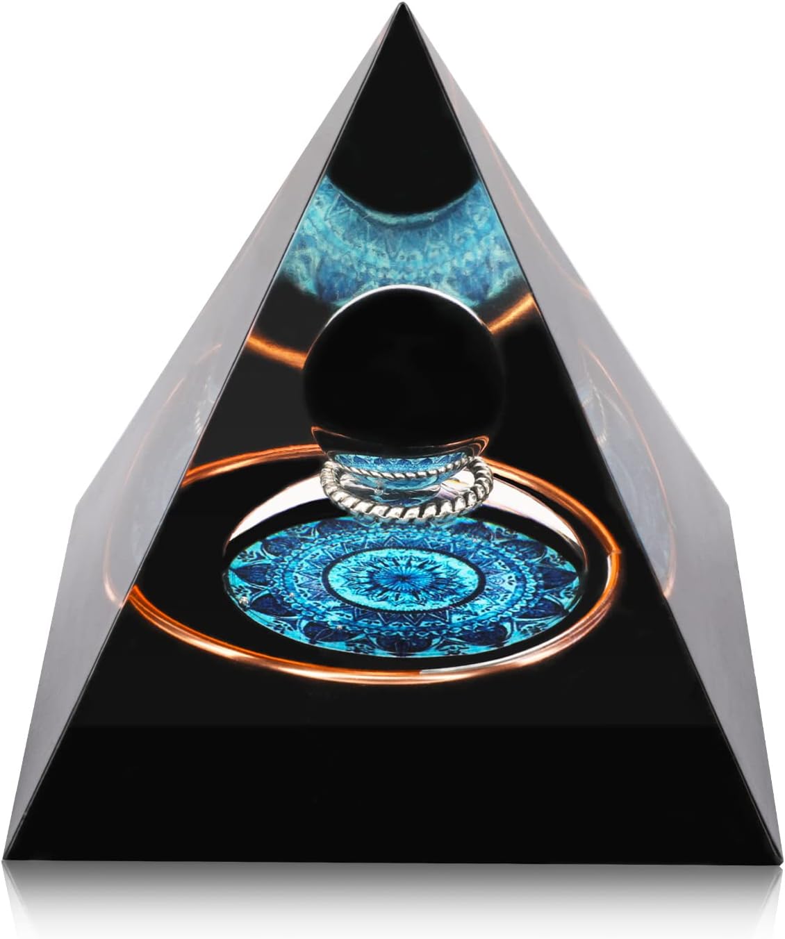 Allnice Orgone Pyramid for Positive Energy 2.3×2.3in Orgonite Crystals Protection Crystals Energy Generator for Stress Reduce Healing Meditation Attract Wealth Lucky (Black)