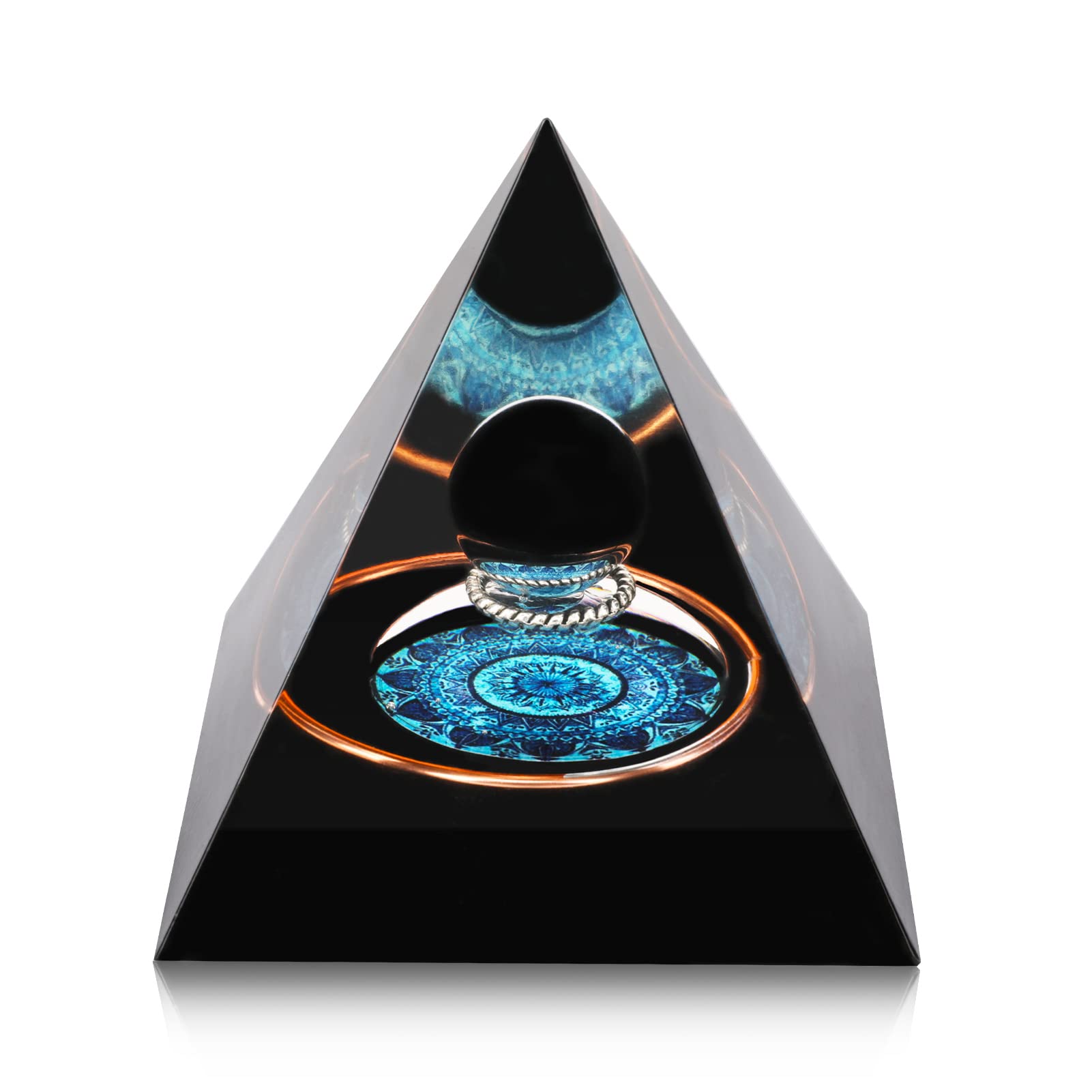 Allnice Orgone Pyramid for Positive Energy 2.3×2.3in Orgonite Crystals Protection Crystals Energy Generator for Stress Reduce Healing Meditation Attract Wealth Lucky (Black)