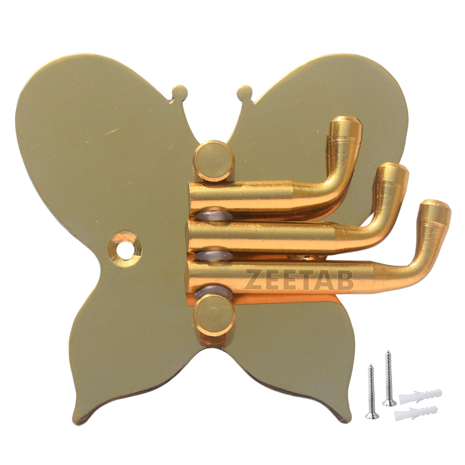 Butterfly Stainless Steel Adjustable Wall Hook with 4 Pin, Wall Mount Cloth Hanger with 4 Hook for Home & Bathroom (Gold)-image-19