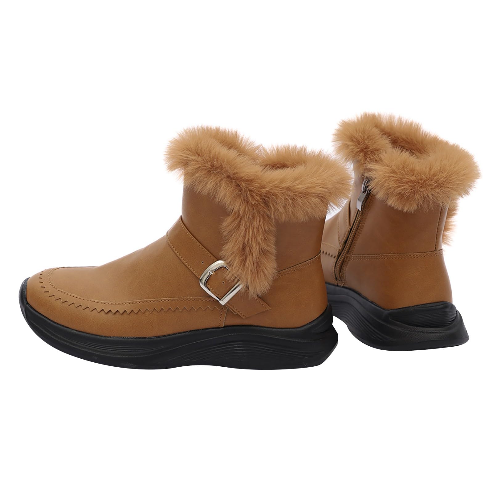 Cocila Botines Mujer con Cremallera Lateral En El Puño Y Correa De Hebilla, Botas Cómodas Invierno para Ante Azul Altas Tacon Negros Barefoot Planos Piel Zapatillas Blancas Zapatos Baile Latino