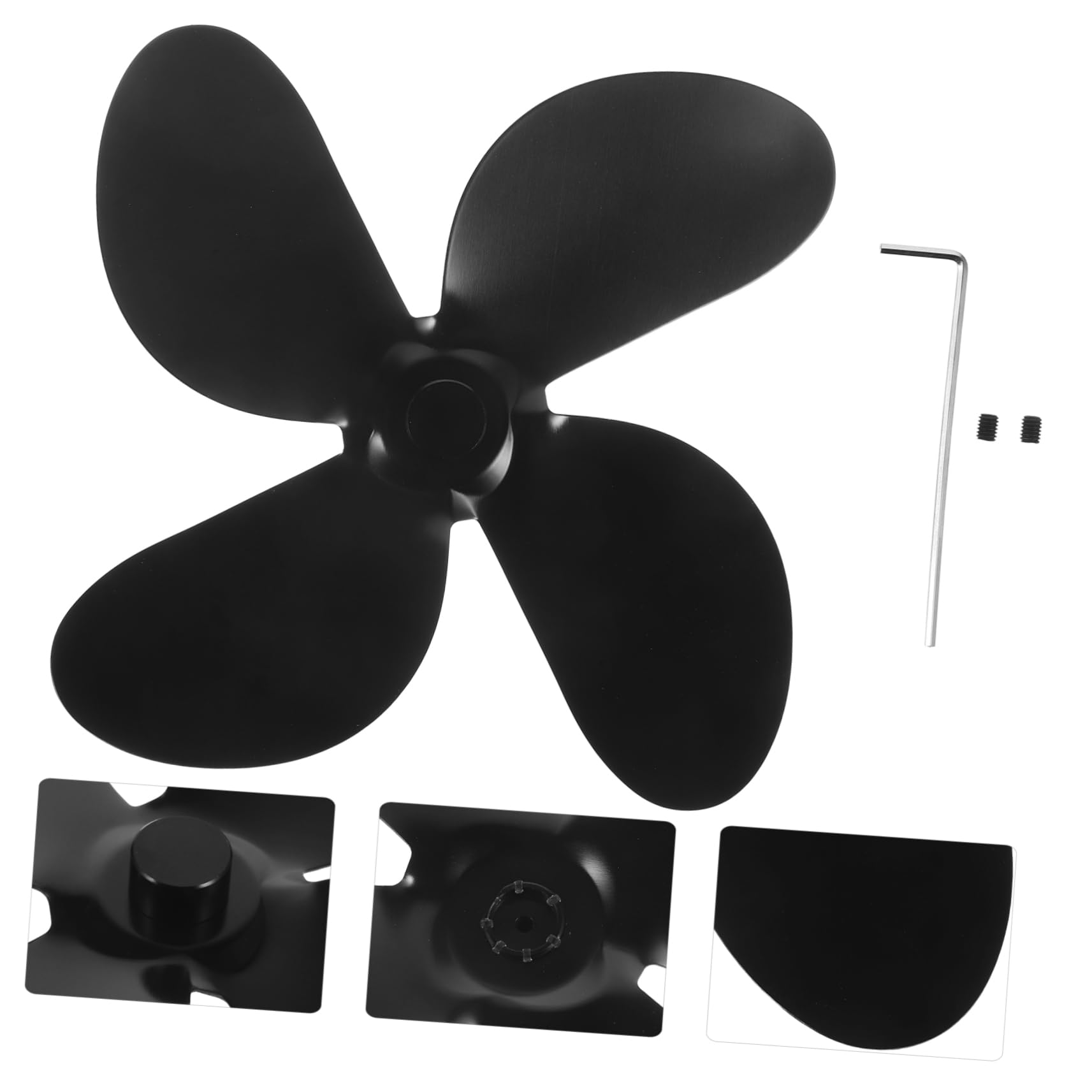ULTECHNOVO 5 Stück Aluminiumlegierung Fanklingen an der Wand befestigter Kamin für Herdfan Schornstein Fans Kamin -Ofen -Fan -Accessoires Lüfterteile Metall Black