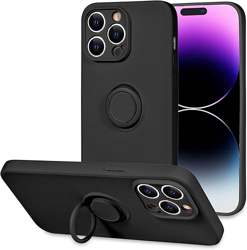 Uioeua - Funda compatible con iPhone 13 Pro Max con soporte de anillo magnético para automóvil, funda suave de microfibra de silicona líquida de