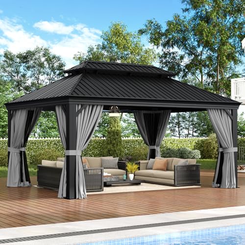 Aoxun 12x16 Aluminum Gazebo with Hidden Gutter