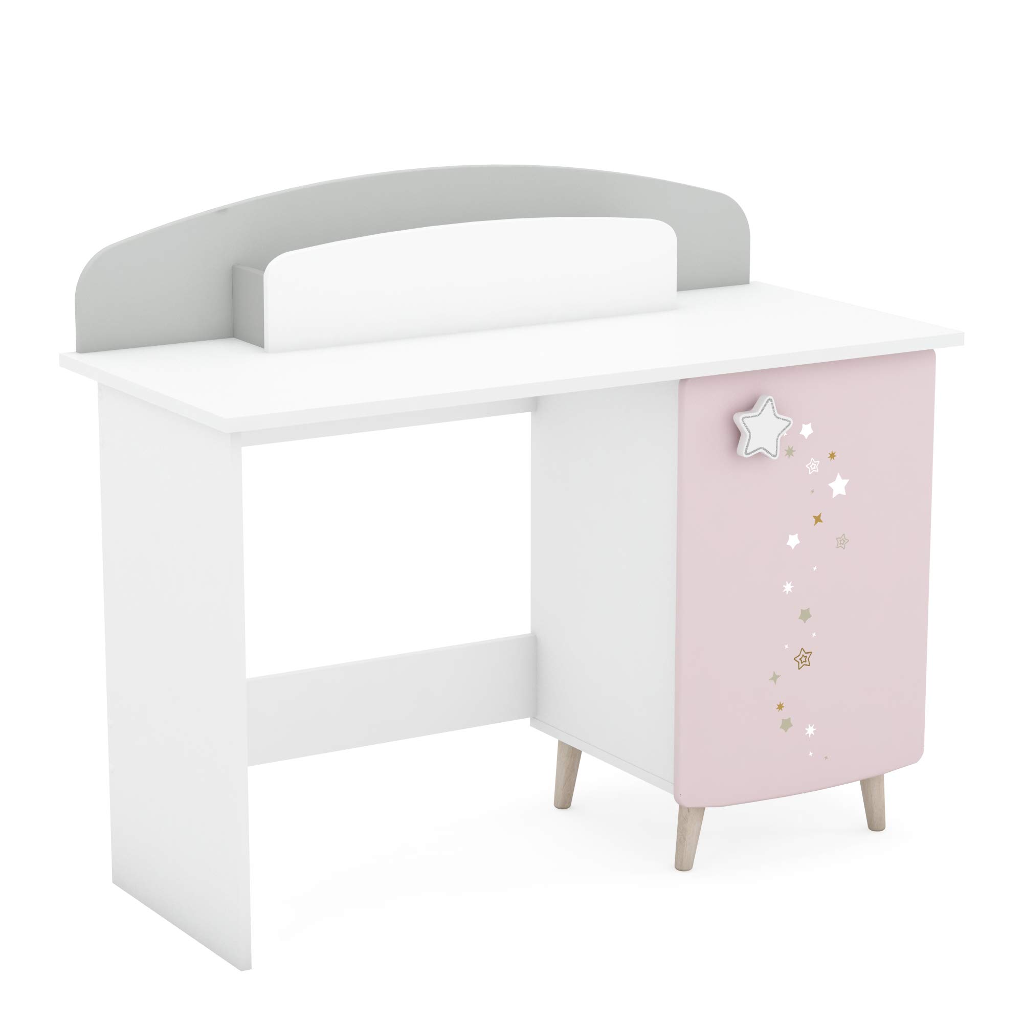 Demeyere Bureau Enfant Fille Rose Pâle avec Etoiles 113,2 cm Rangement Pratique Peinture Non Toxique