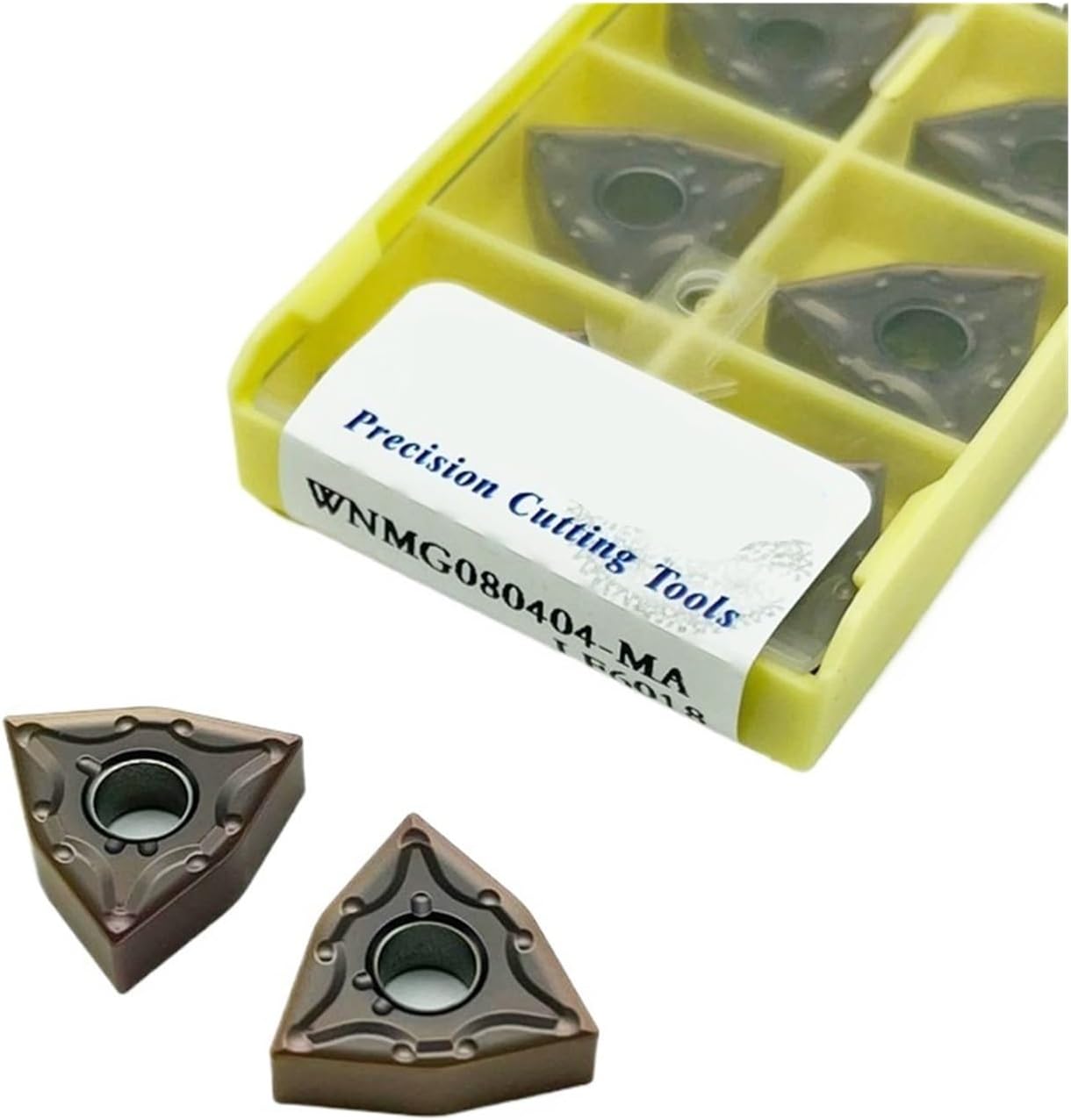 Turning Inserts WNMG080404 WNMG080408 Carbide Inserts CNC Lathe Cutting Tool Turning Insert for Stainless Steel Lathe Tool(WNMG080408JMS LF6018,10PCS)