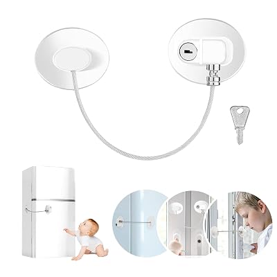 Gozaqe Fridge Lock, Refrigerator Door Lock, Child Safety Locks For Drawers, Window Door Restrictor Cable For Baby & Chil