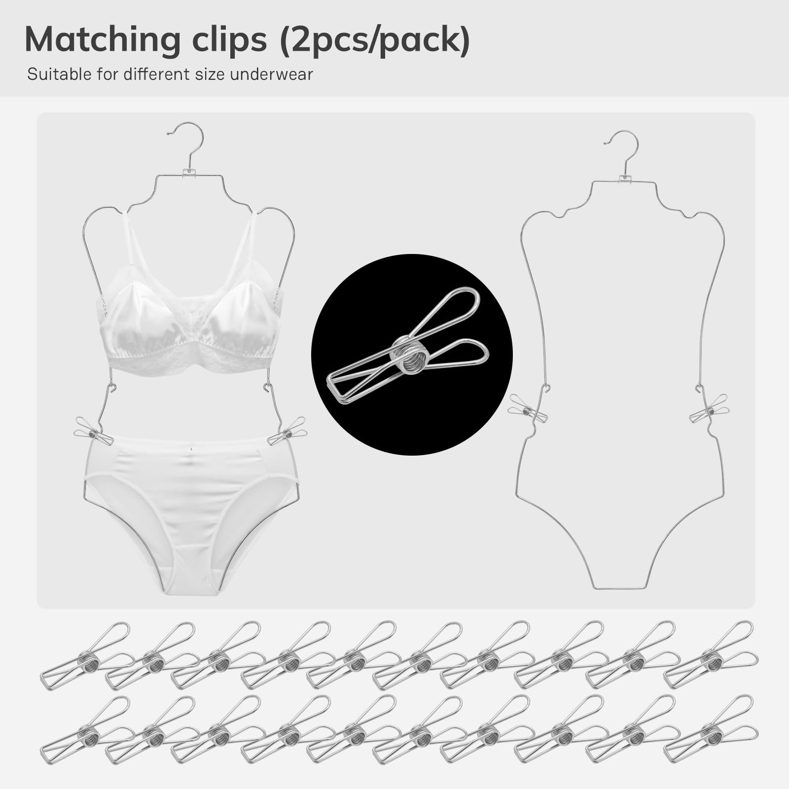 Colgador plegable para lencería en forma de cuerpo, organizador de armario, colgador de traje de baño, estante para colgar lencería, gancho giratorio superior (10, plateado)