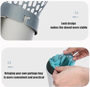Cat Litter Scoop With Garbage Bags, Integrated Cat Litter Scoop With Holder, Detachable Deep Cats Litters Box Cleaning Shovel, Large Capacity Portable Non-stick Pooper Scooper For Litters Box