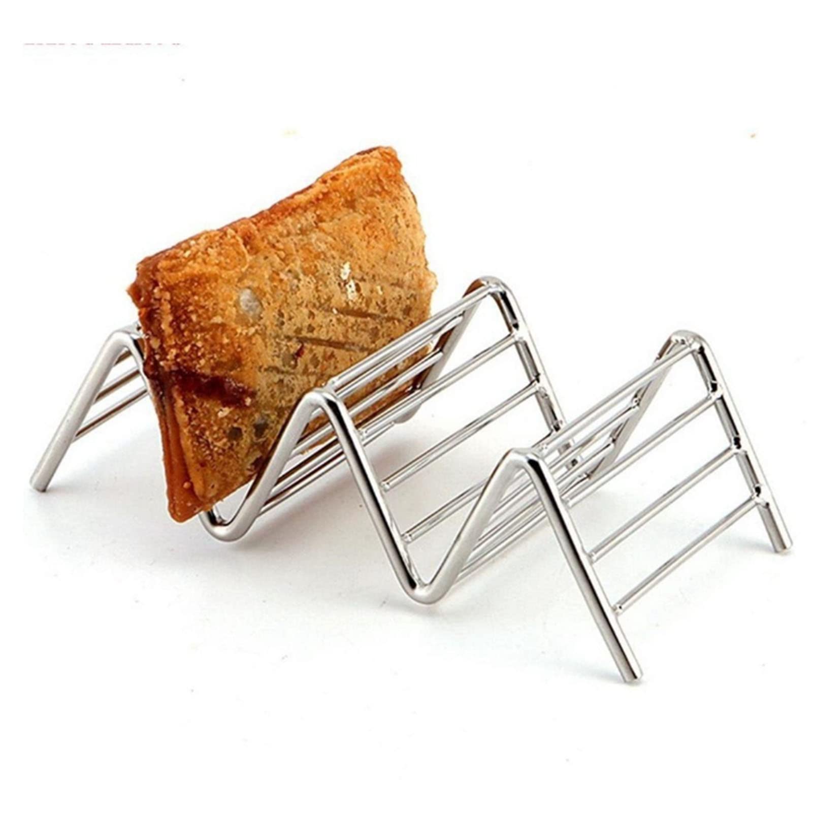 Leapiture Stainless Steel V Shaped Taco Holder Taco Stand Food Rack Exquisite Workmanship for Home Pancake Corn Roll Spring Roll (2-3grids)