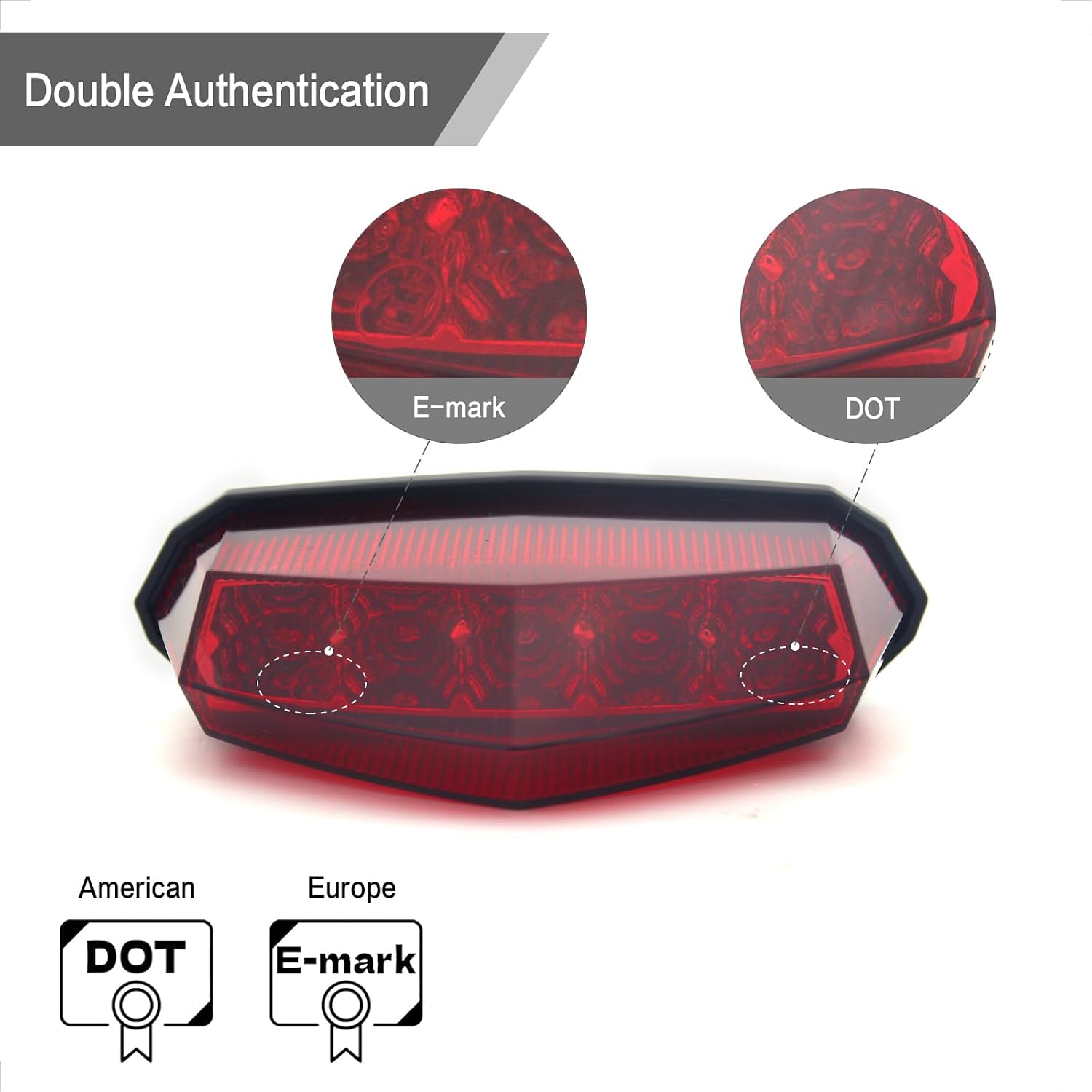 Universal 10 LED Rear Tail Light Brake Stop Running Light for Standard Sport ATV Quad Dirt Bike (Red)