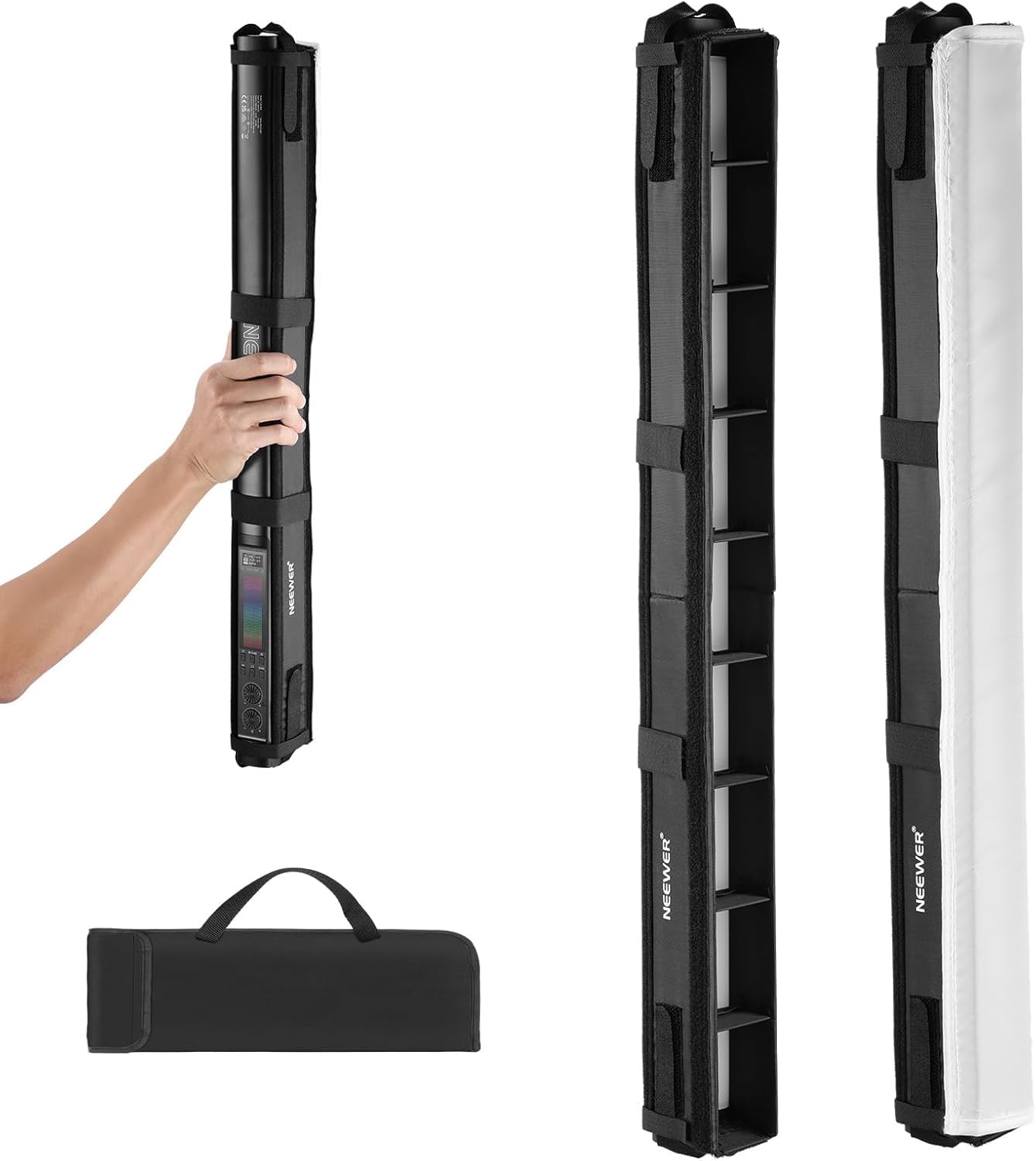 NEEWER Kit Diffuseur Lumière pour Bâton Lumineux TL60 RGB, Diffuseur de Lumière de Bande de Tube Avec Grille en Nid d'Abeille, Sac Transport, Attaches Tactiles pour Photo, Vidéo, Portrait, NS9S