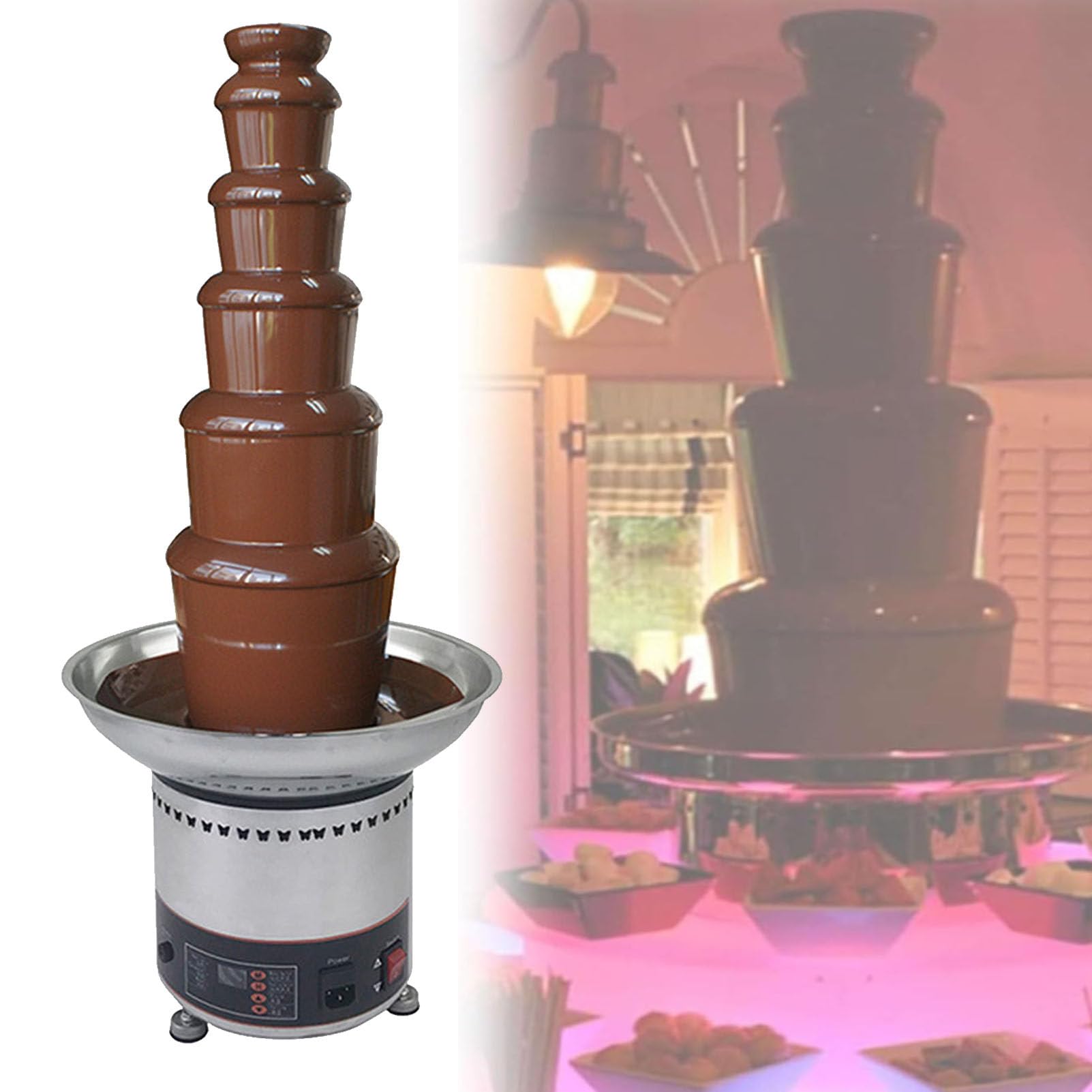 asdchZen 4/5/6/7 Tier Electric Chocolate Melting Fountain Machine,Large Chocolate Melting Fondue Maker For Party Household Banquet Birthday Christmas,6tiers