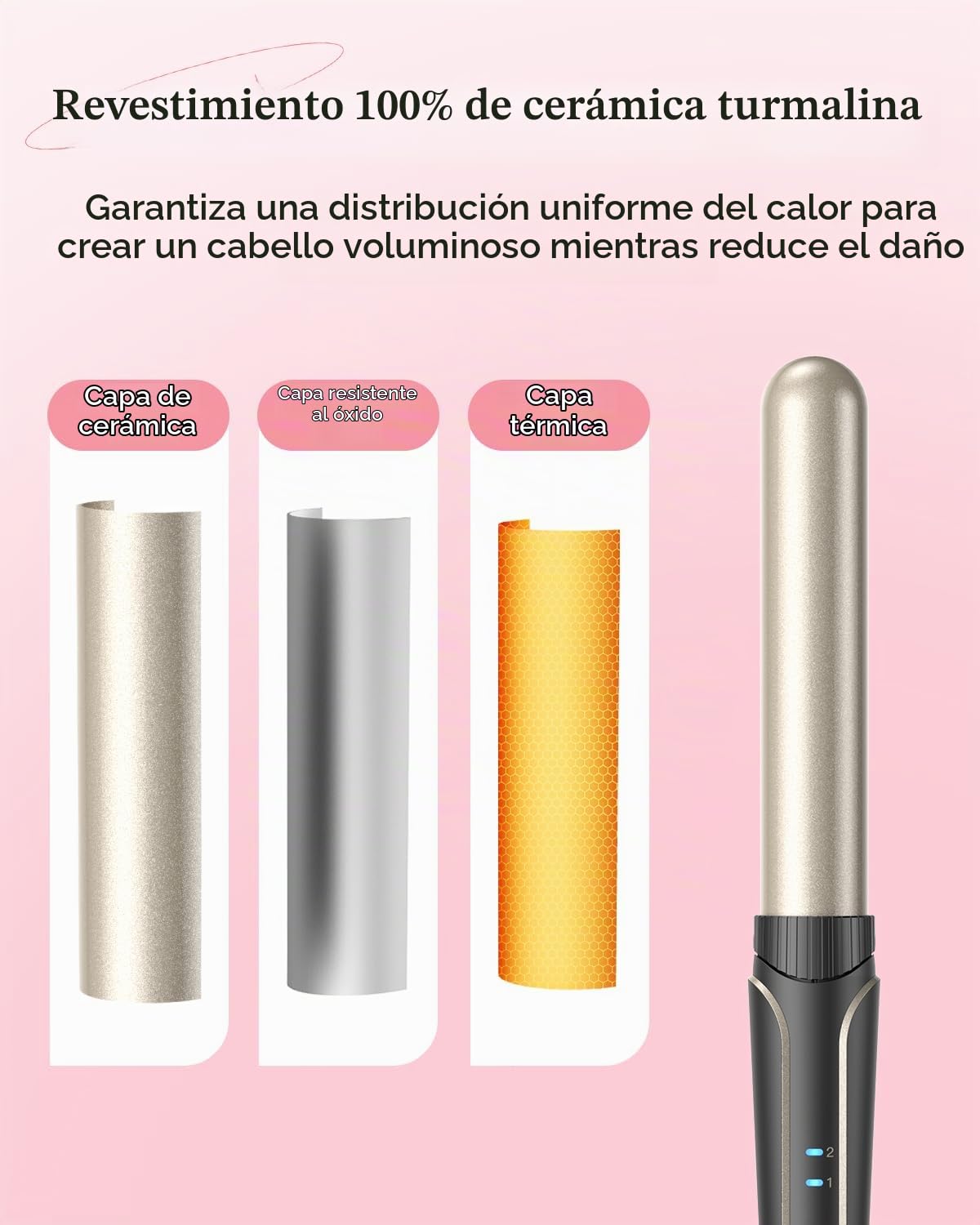 BESTOPE PRO MD-J18 Juego de rizadores de hierro ondulado 5 en 1 - rizadores 3 barriles para rizos grandes sin rizos de cerámica con diferentes accesorios Ajuste de temperatura, Dorado