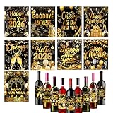 Etiquetas para Botellas de Vino - Autoadhesivas 2026 Feliz Año Nuevo - Pegatinas para Celebrar el Año Nuevo,Para Mujeres Chicas Adolescentes Deportivos Familia Amigos Colegas