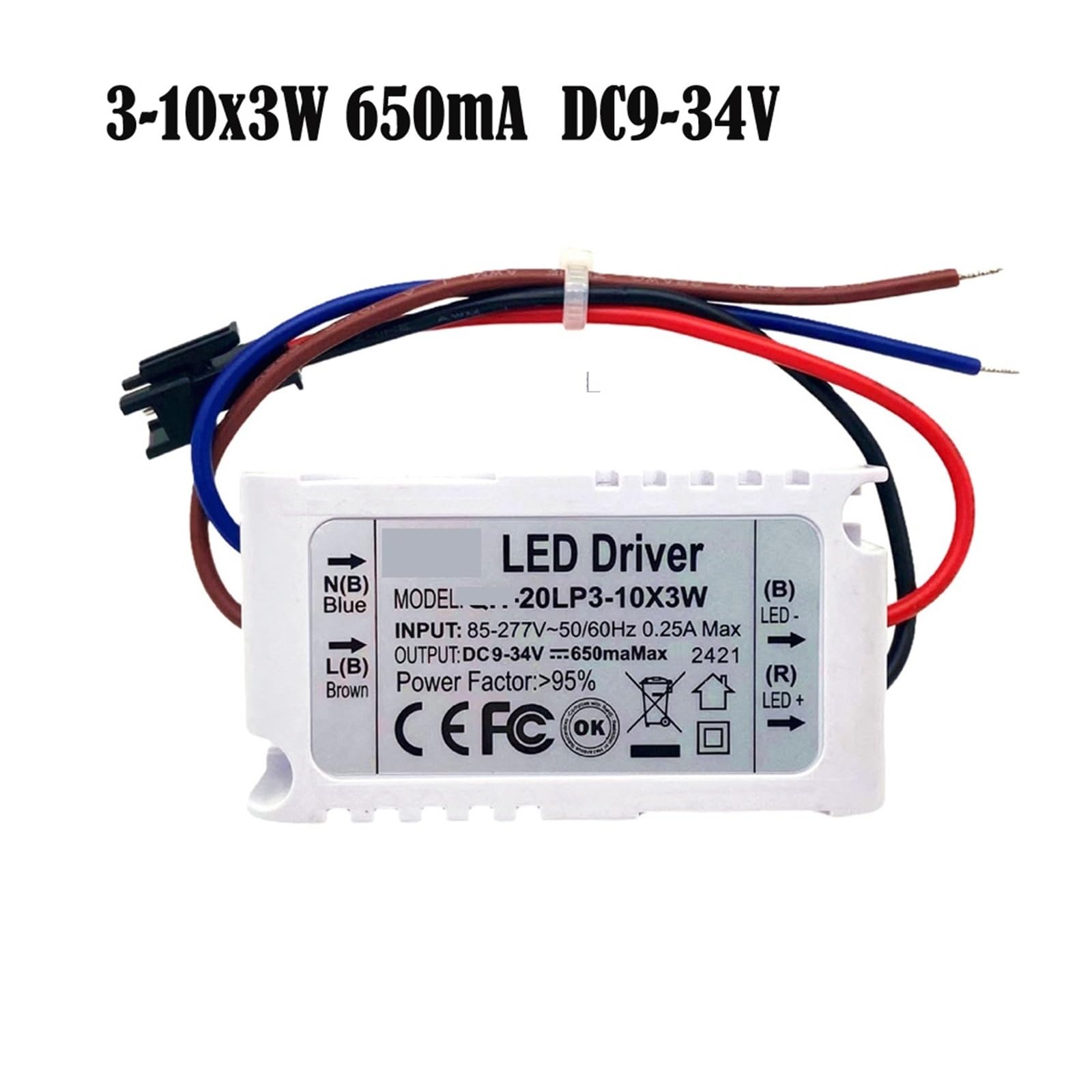 Transformator oświetlenia LED Transformator LED 3-30x3W 600mA 10-18x3w wejście 85-265V wyjście 18-105V wysoki kontroler for light