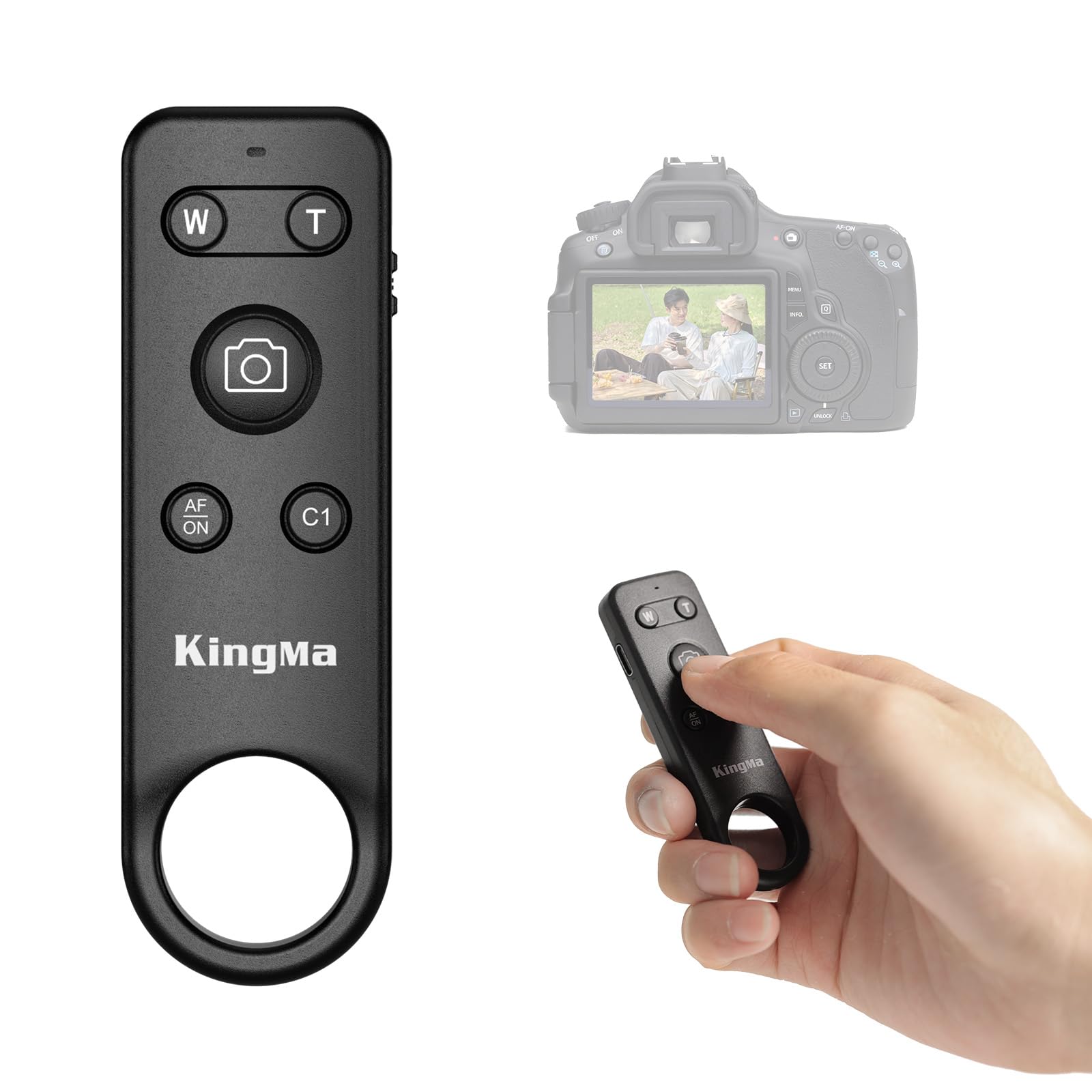 Telecomando senza fili per fotocamera con Bluetooth 5.0 per Canon EOS/R5/R8/R50&Sony ZV-E10/E1&Nikon Z50/Z6/Z30,15m (49ft) Long Range Shooting con funzione zoom, adatto per foto di gruppo, vlogging e