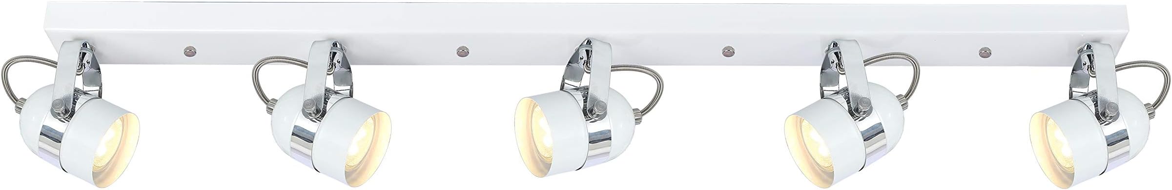 UKEW Ceiling Light 5 Way Rotatable - Light Fittings Ceilings Chrome with GU10 Spotlight - Modern Spot Lights Ceiling Bar - Wall Spotlight for Kitchen Hallway Living Room Bedroom