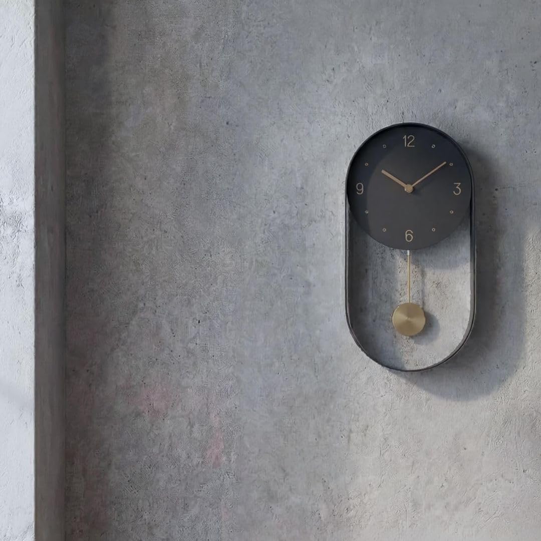 Moderne Wanduhr mit geräuschlosem Pendel - 2 Pendel inkl., Minimalistisches Design in Schwarz, geräuschloses Uhrwerk, Premiumverpackung - für Wohnzimmer, Küche, Büro