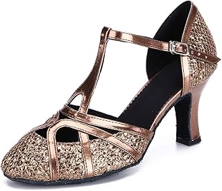 HIPPOSEUS Zapatos de Baile de Salon en T para Mujer Zapatos de Baile Latino Salsa Tango Cerrado, Modelo FT070