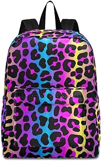 senya Backpack Travel Rucksack, Leopard Print Cheetah Neon Gradient Lightweight School Bag for Students Teens Girls Boys
