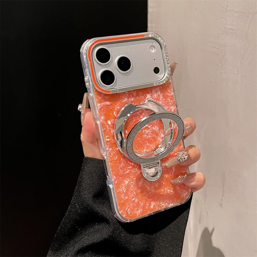 Coque magnétique iPhone 17 antichoc compatible iPhone 16 15 14 13 Pro Max paillettes support - 6