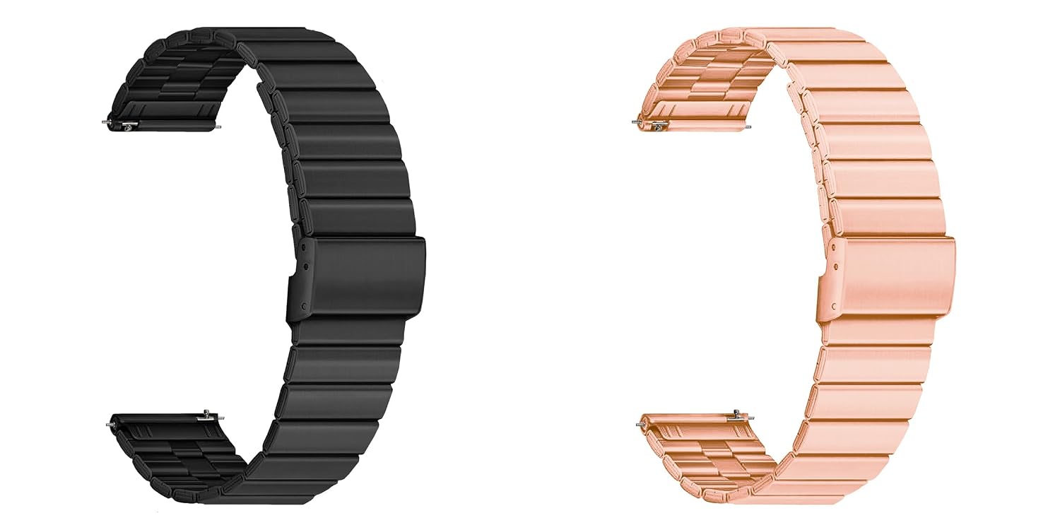 ACM Combo Pack Watch Strap Stainless Steel Metal 22mm compatible with Reebok Activefit 1.0 Smartwatch Adjustable Belt Band