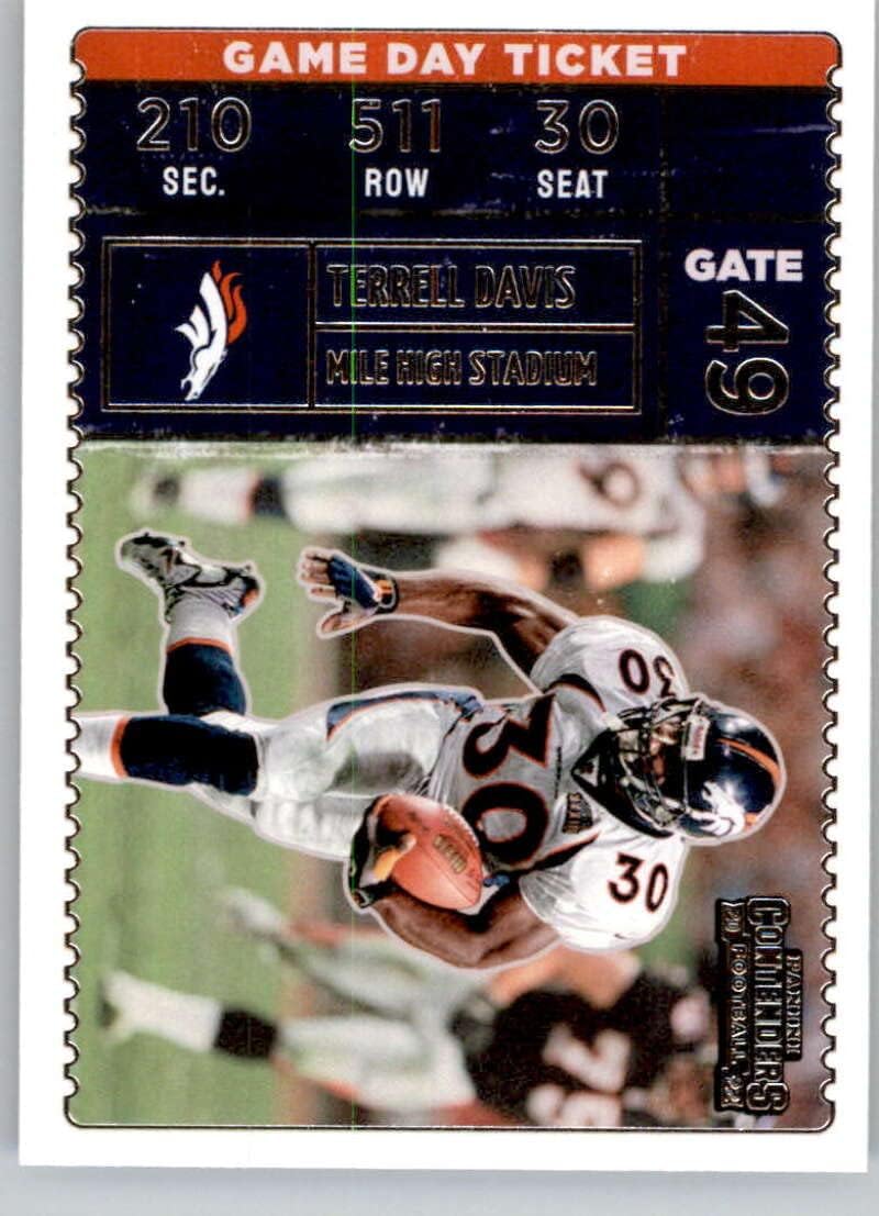 2022 Panini Contenders Game Day Ticket #10 Terrell Davis Denver Broncos Official NFL Football Card in Raw (NM or Better) Condition