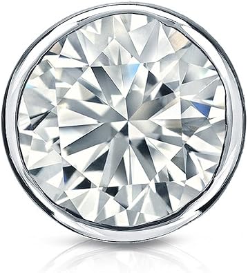 Diamond Wish 18k Gold Round Single Diamond Stud Earring 1/8 to 1cttw, H-I, I1-I2 Bezel-Set, Push-Back