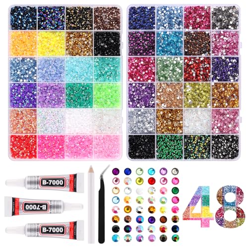 EBANKU 3mm 48000Pcs Jelly Rhinestones for Bedazzling,