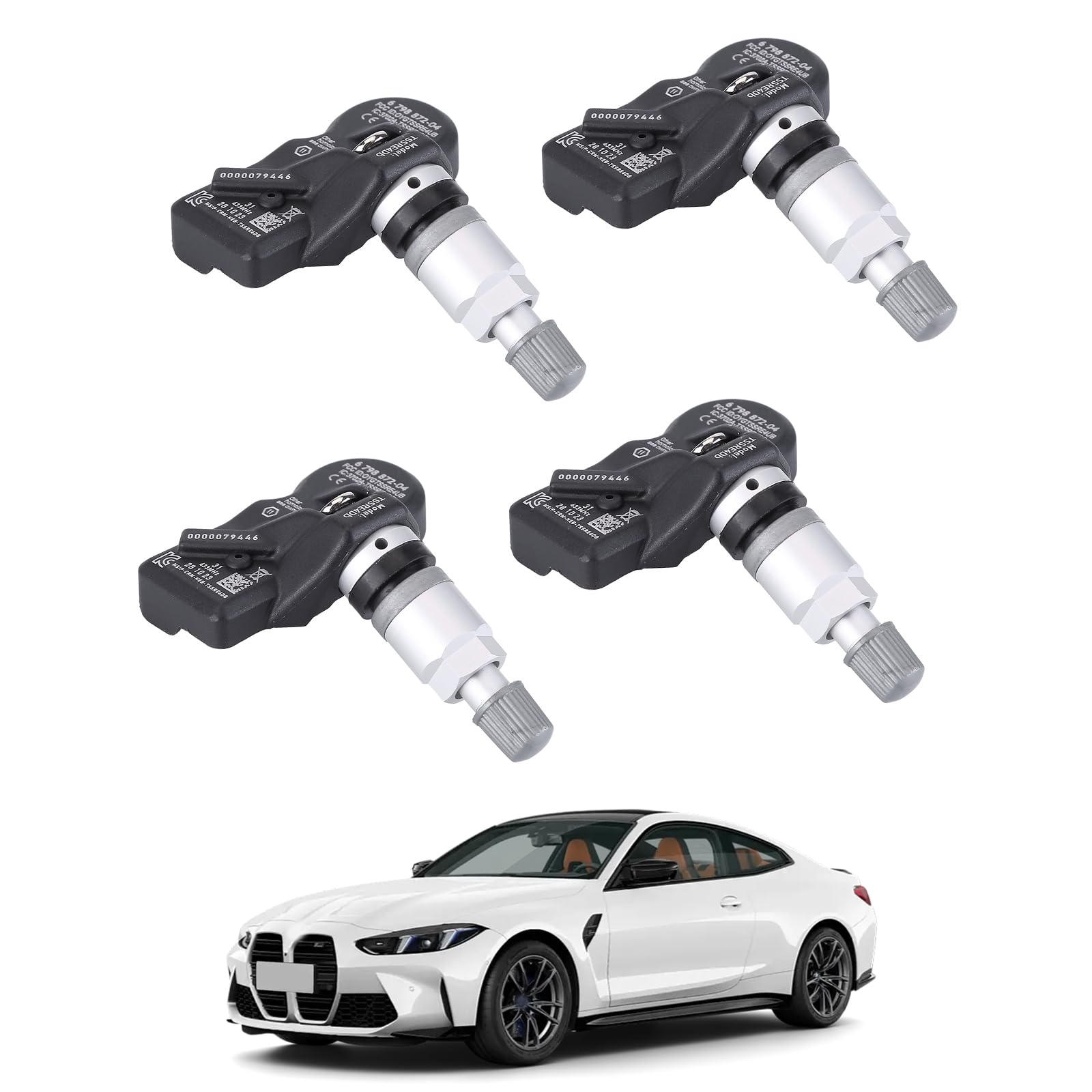 LICHENGTAI 4 sztuki TPMS czujnik ciśnienia w oponach, kompatybilny z czujnikami F06, F07, F10, F11, F12, F13, X1, X3, X4, RDKS, 36106798872, system kontroli ciśnienia w oponach