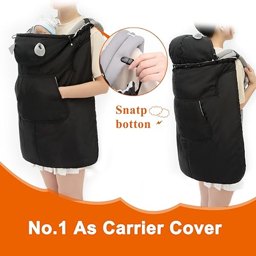 Miniatura 3 de Aimshine Funda para portabebés de invierno, cubierta universal para portabebés para clima frío, excelente chal impermeable a prueba de frío para