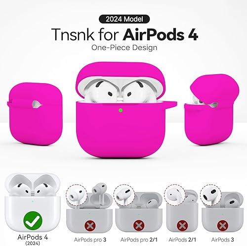 Miniatura 135 de Funda para AirPods 4, color rosa con kit de limpieza, funda de silicona suave para Airpod 4, compatible con Apple Airpods de 4ª generación 2024,