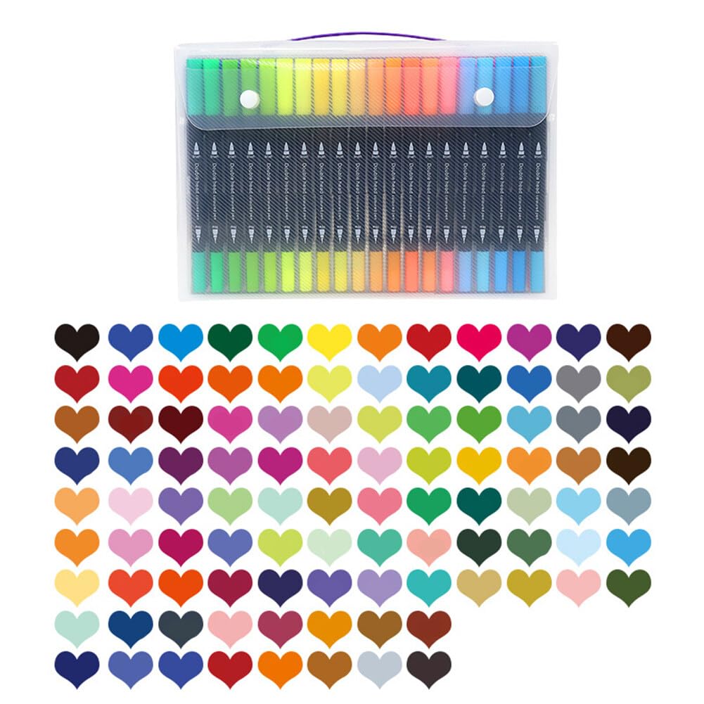 URFEDA 100 bolígrafos de color con doble cabezal, rotulador de doble punta, color, rotulador de pintura acrílica, resistente al agua y secado rápido, 0,4 mm, puntas finas y gruesas, para artistas y