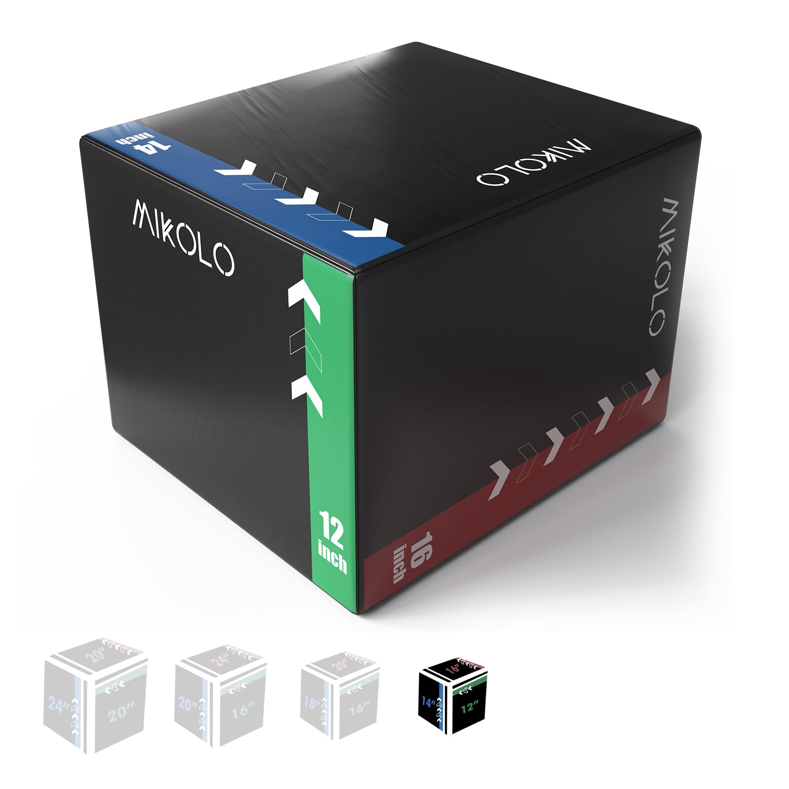 Mikolo 3-in-1 Foam Plyometric Box – Soft Jump Box with Solid Wood Core, High-Density Foam and Non-Slip Cover – No Assembly Required for Home Gym Workout