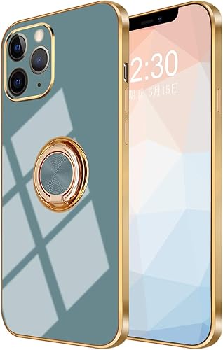 Miniatura 2 de Omorro Funda para iPhone 11 Pro con anillo, anillo de rotación de 360 grados integrado con soporte de anillo de rotación de 360 grados con chapado