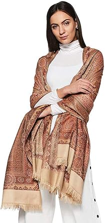 Weavers Villa Womens Pashmina Wool Blend Indian Handicraft Woven Shawls, Scarf, Wraps [Large Size 40" X 80"]