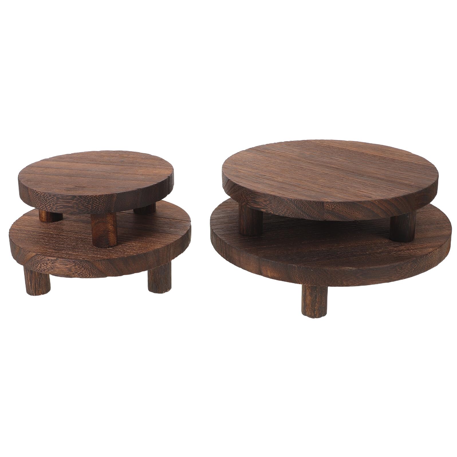 Toyvian 4pezzi Espositore in Legno da Piedistallo in Legno Naturale Stile Fattoria Alzata in Rotonda per Vasi Artigianato e Gioielli Supporto in Base Solida per Esposizione da Tavolo